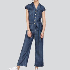 Straight leg painted denim overall