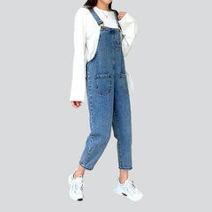 Gerader Jeans-Jumpsuit für Damen mit Taschen