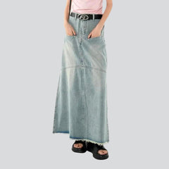 Straight pocket vintage denim skirt