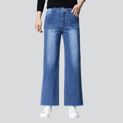 Straight pocket wide leg jeans