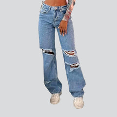 Straight women light-wash jeans