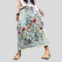 Street fashion embroidered long skirt