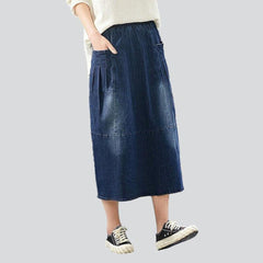 Street fashion long denim skirt