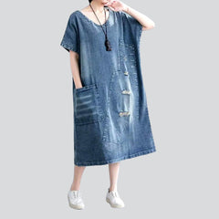 Streetwear distressed denim dress