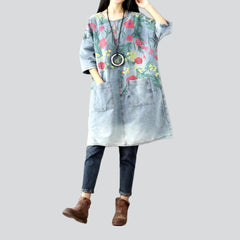 Streetwear floral denim dress