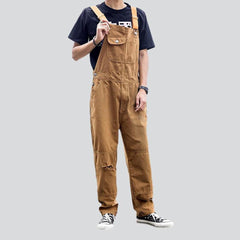 Streetwear ripped men denim dungaree