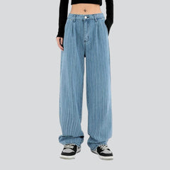 Gestreifte Damen-Baggy-Jeans