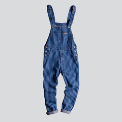 Striped men denim jumpsuit