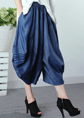 Style Blue Embroideried Pockets denim Pants