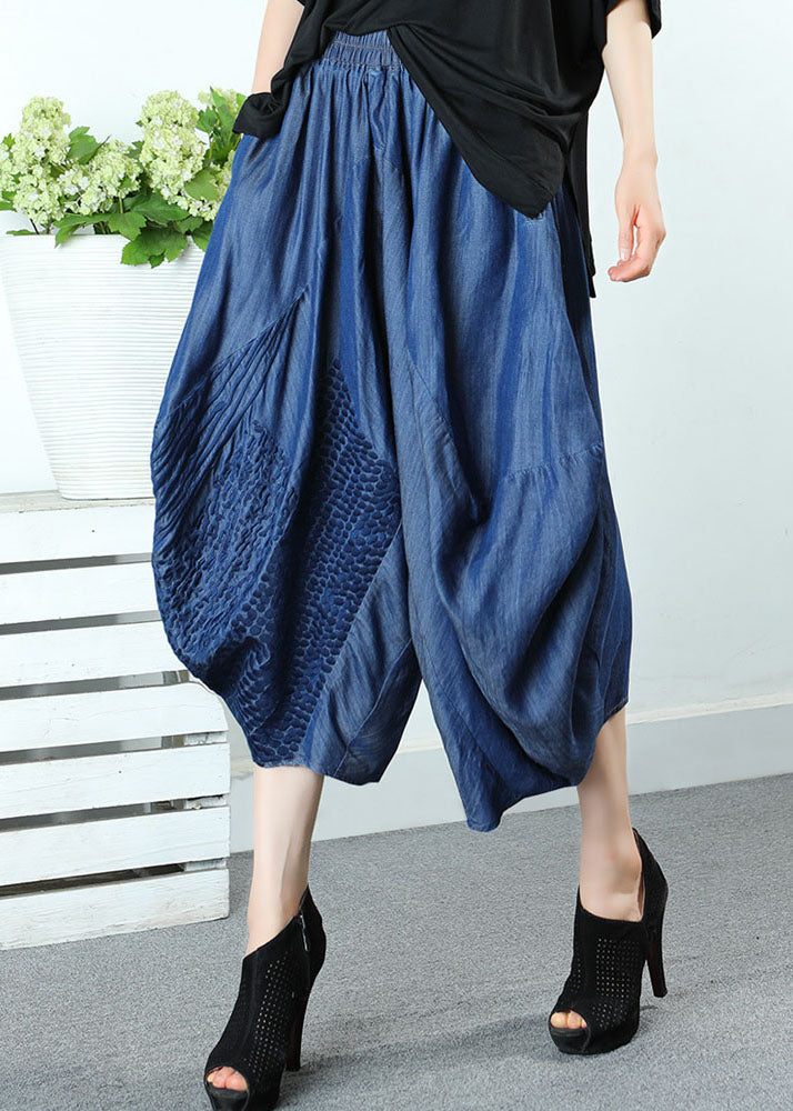 Style Blue Embroideried Pockets denim Pants