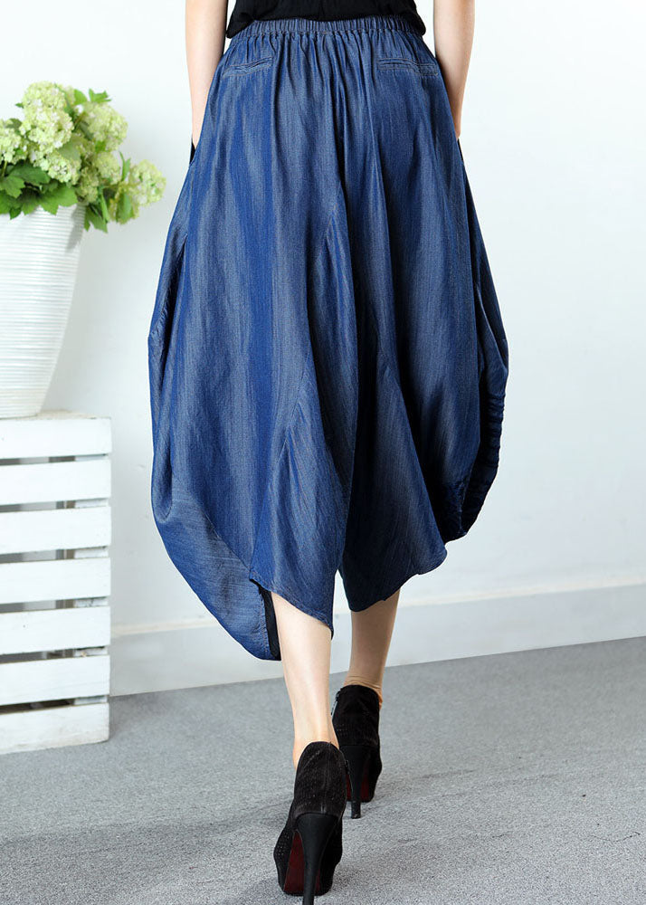 Style Blue Embroideried Pockets denim Pants