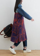 Style Red Peter Pan Collar Patchwork Print Denim Outwear