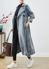 Stylish Light Blue Double Breast Oversized Denim Trench Coats Fall