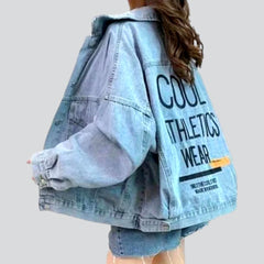 Stylish back print denim jacket