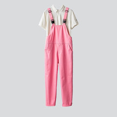 Stylish pink men denim jumpsuit