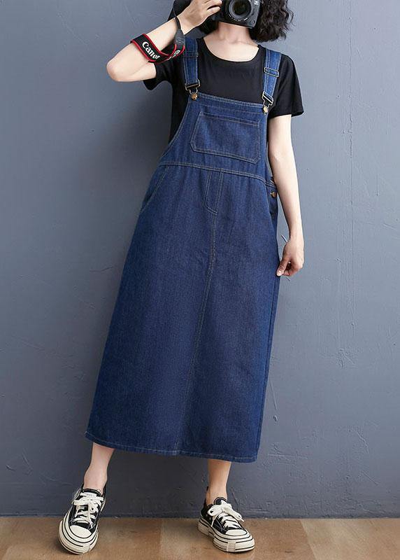 Summer Denim Large Pocket Strap Skirt