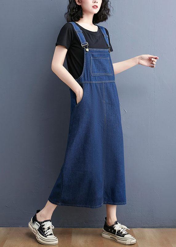 Summer Denim Large Pocket Strap Skirt