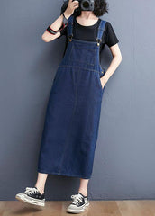 Summer Denim Large Pocket Strap Skirt