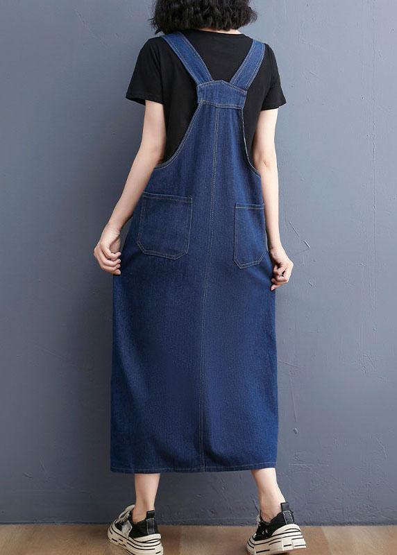 Summer Denim Large Pocket Strap Skirt