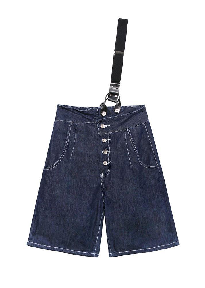 Summer denim blue back with button five pants