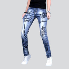 Super skinny printed men jeans