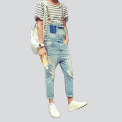 Vintage short men denim jumpsuit