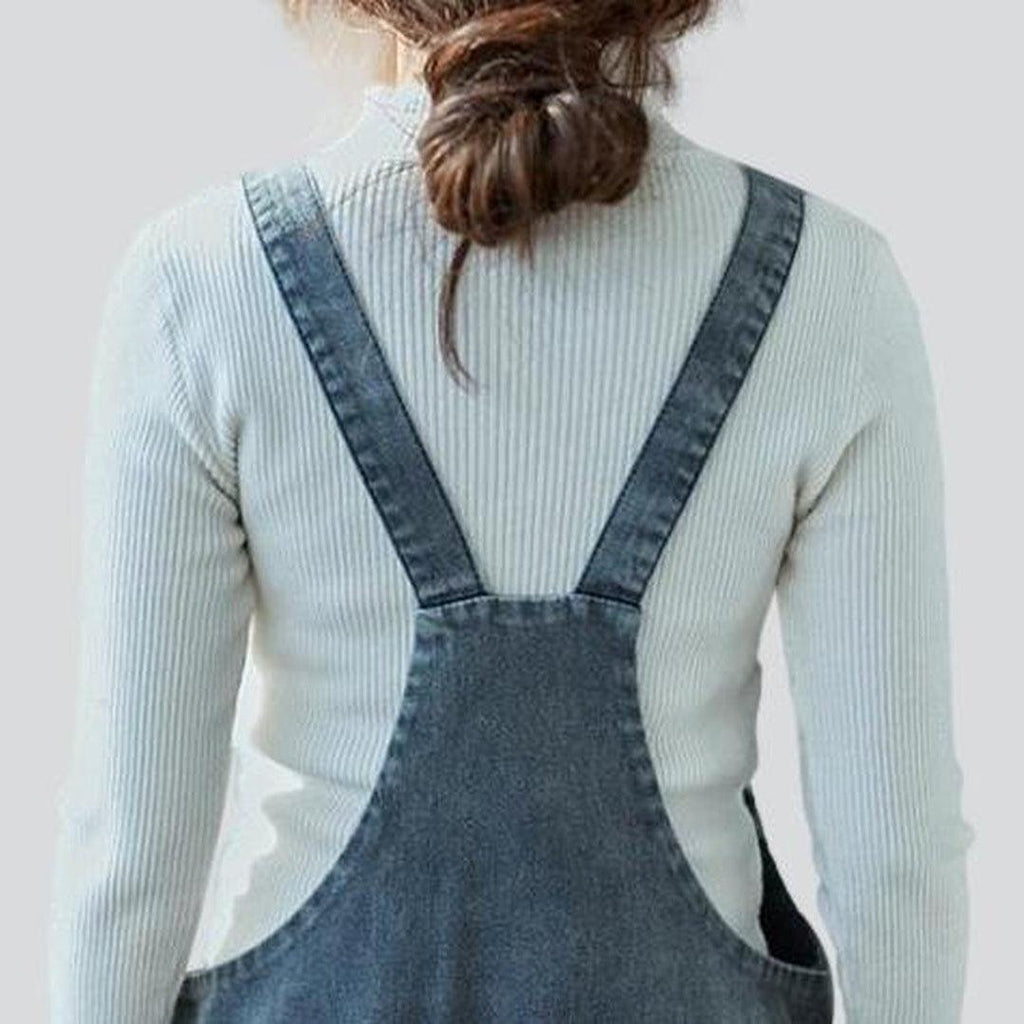 Women denim jumpsuit with lines