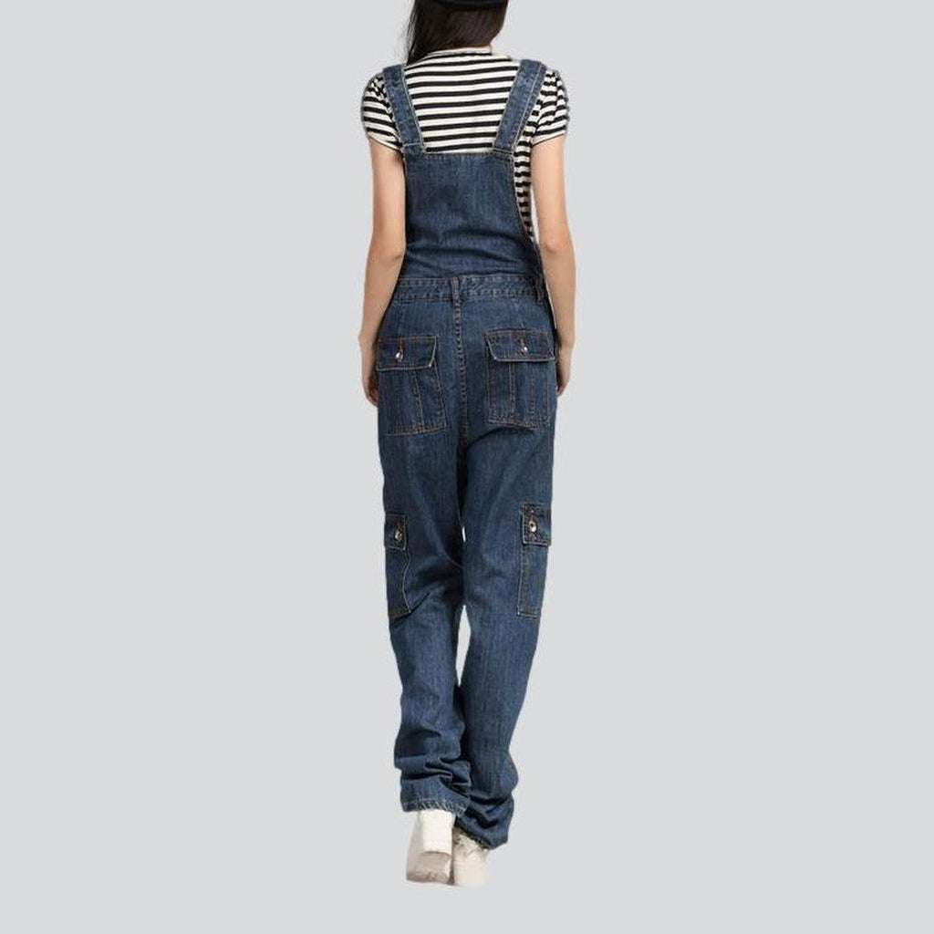 Flap pocket women denim dungaree