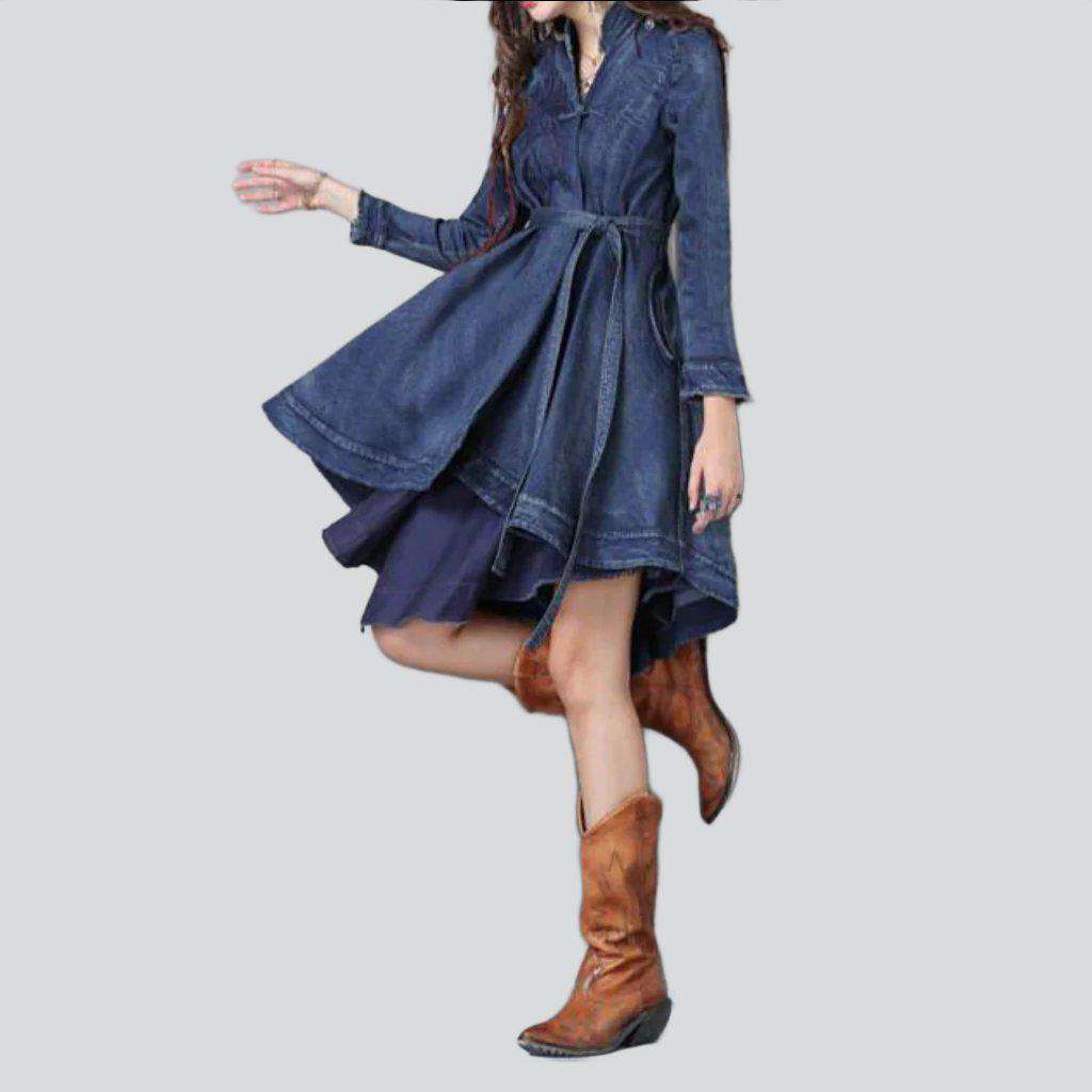 Fit & flare midi denim dress