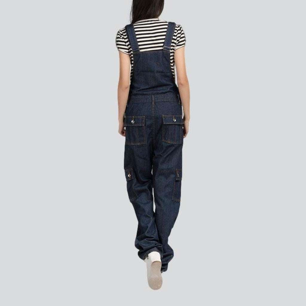 Flap pocket women denim dungaree