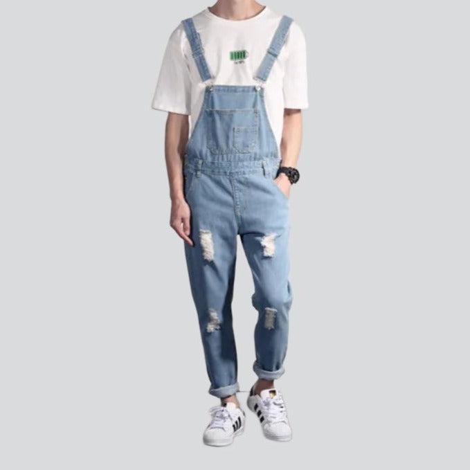 Ripped men denim jumpsuit