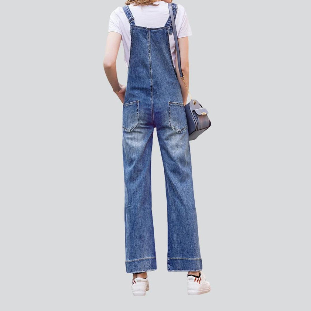 Wide-leg women denim jumpsuit