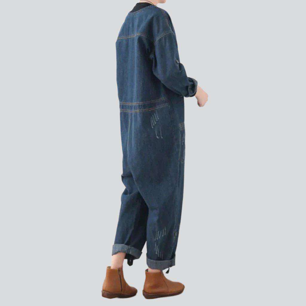 Dark wash baggy denim overall