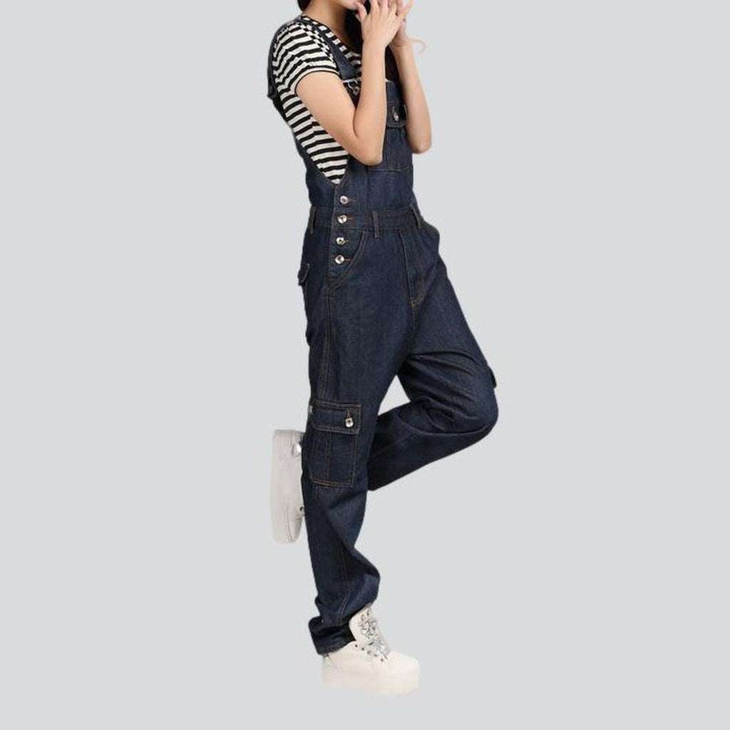 Flap pocket women denim dungaree
