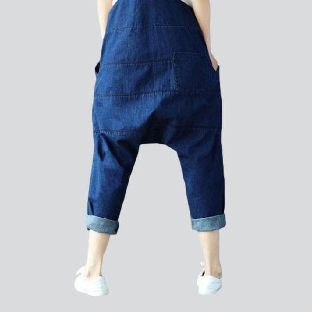 Women denim jumpsuit with lines