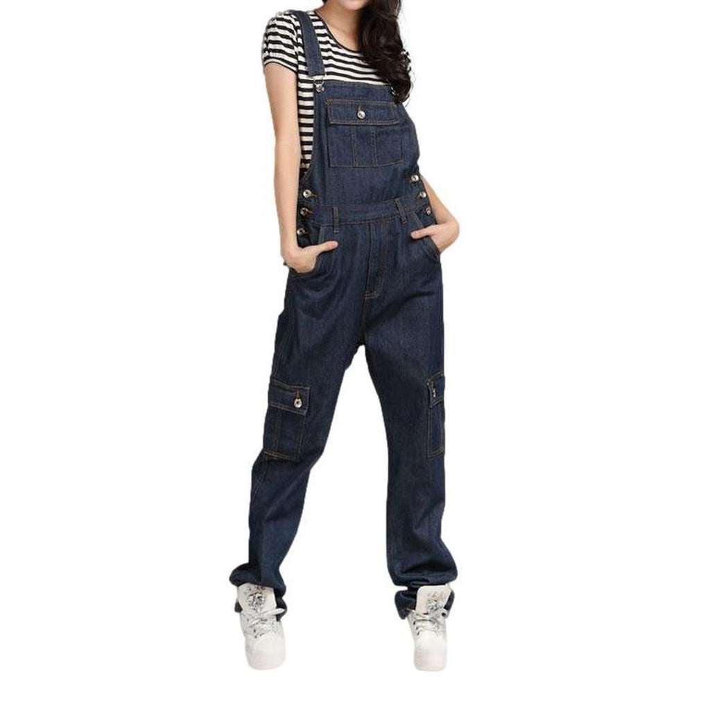 Flap pocket women denim dungaree
