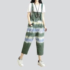 Tie-dye women denim jumpsuit