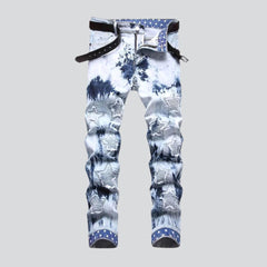 Tie-dyed star embroidery men jeans