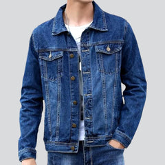 Chaqueta de camionero, lavada a la piedra, informal, abotonada, para hombre.