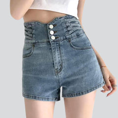 Ultra-high-rise denim shorts