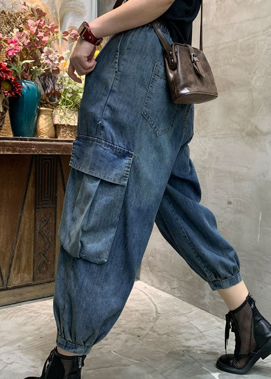 Unique Blue Pockets denim lantern Pants