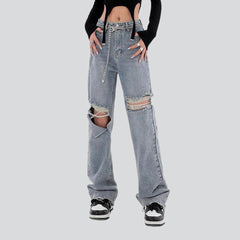 Urban distressed women straight jeans