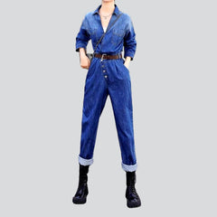 V-neck baggy women denim overall