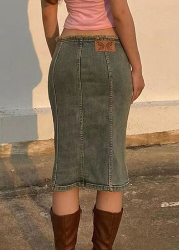 Bayeas Gradient Medium Rise Denim Skirt