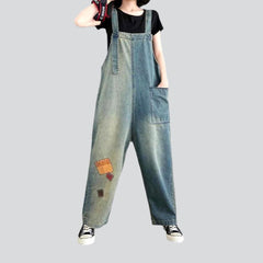 Vintage color block denim jumpsuit