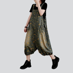Vintage denim overall with flowers