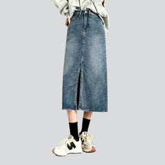 Vintage sanded slit denim skirt