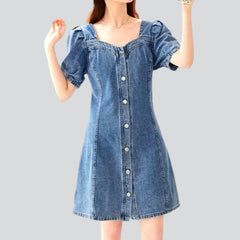 Vintage wash buttoned denim dress