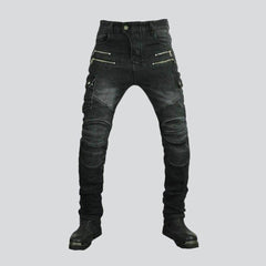 Warm grey men biker jeans