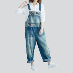 Washed baggy women jeans overall